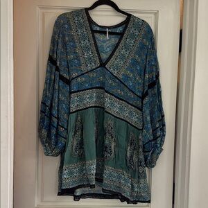 Free People  Blue and Green Floral dress size Small
